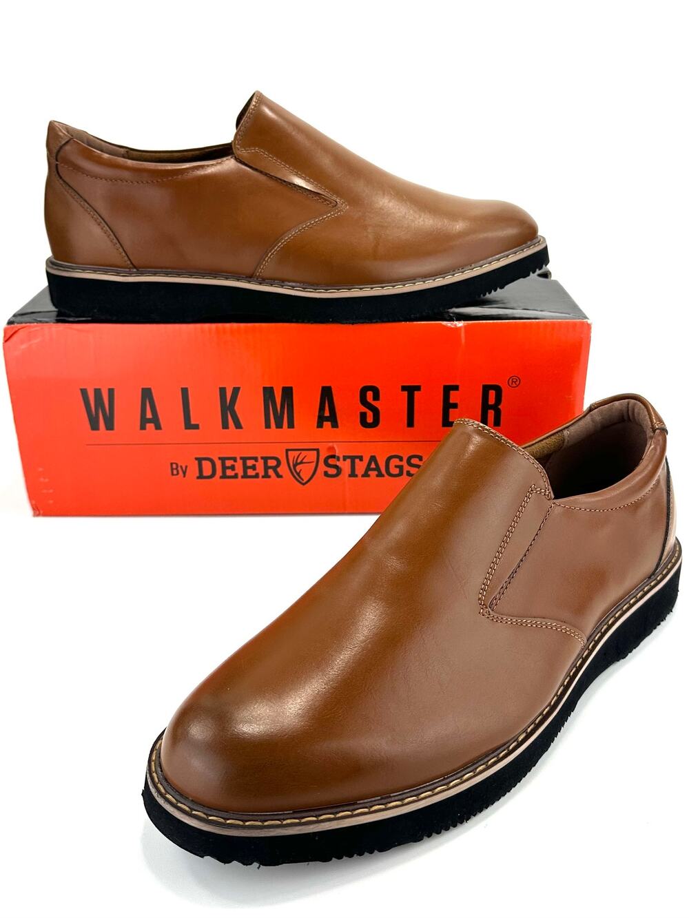 Deer Stags Men Loafers Size 11M Brown Leather Cushioned Dress/Casual Shoes New